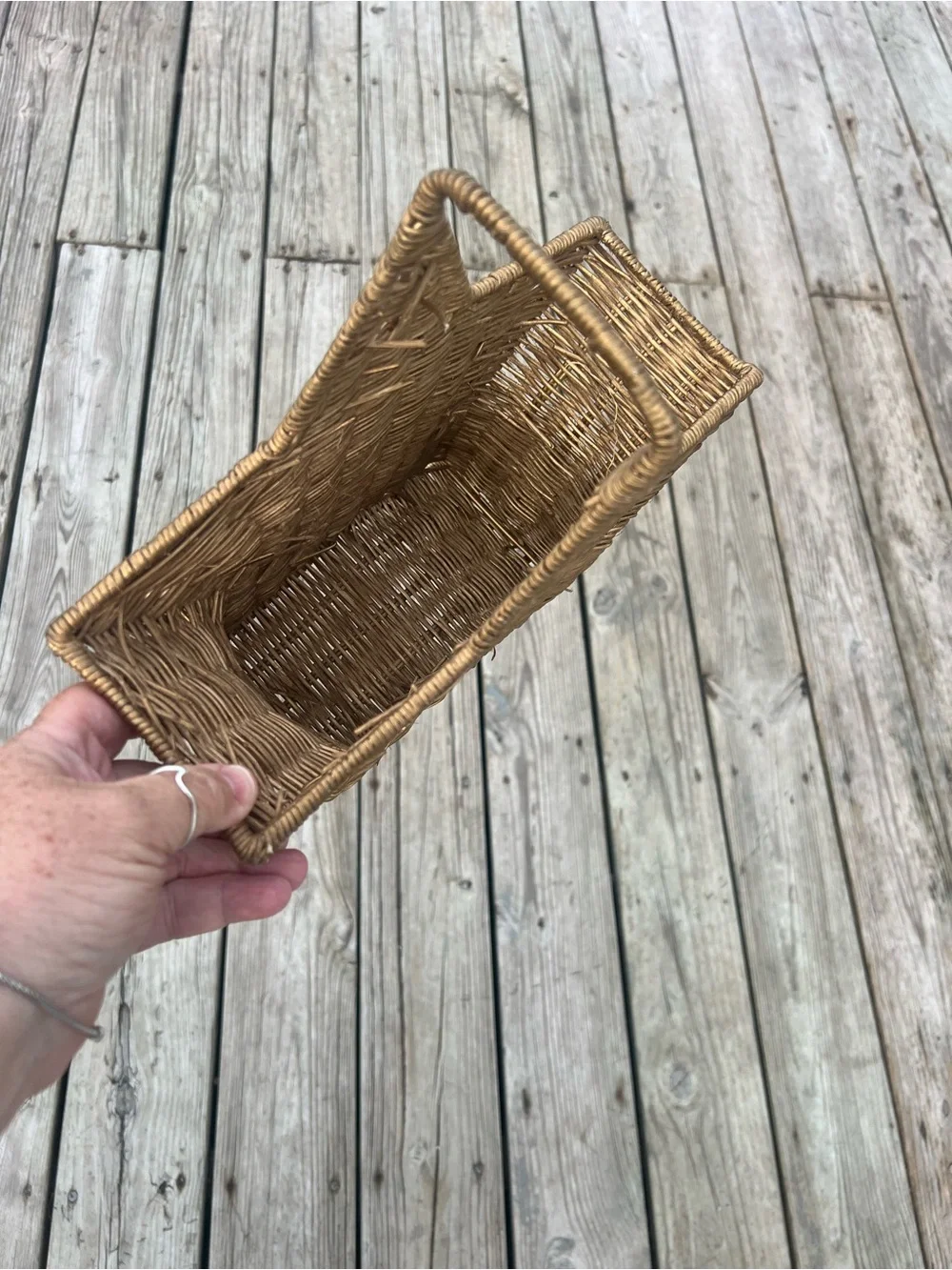 Vintage Wicker Star Basket in Natural Brown